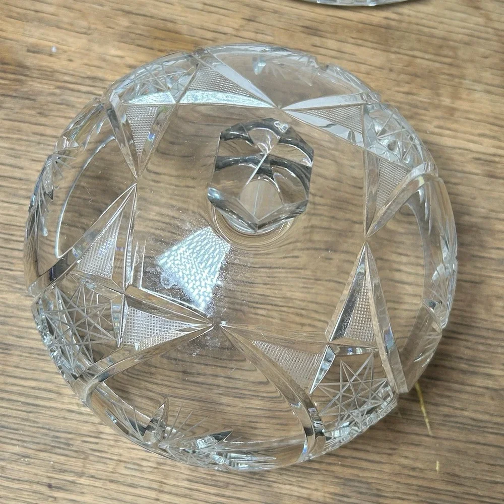 Vintage Crystal Cheese Dome Butter Dome Cake Dish‎ Plate Glass Heavy